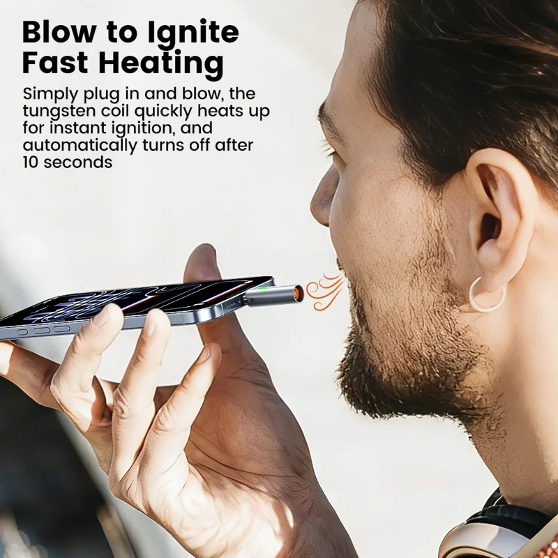 Briquet électronique mini TOOCKI TG15 à bobine en tungstène, sans flamme, résistant au vent, portable, à souffler, USB-C