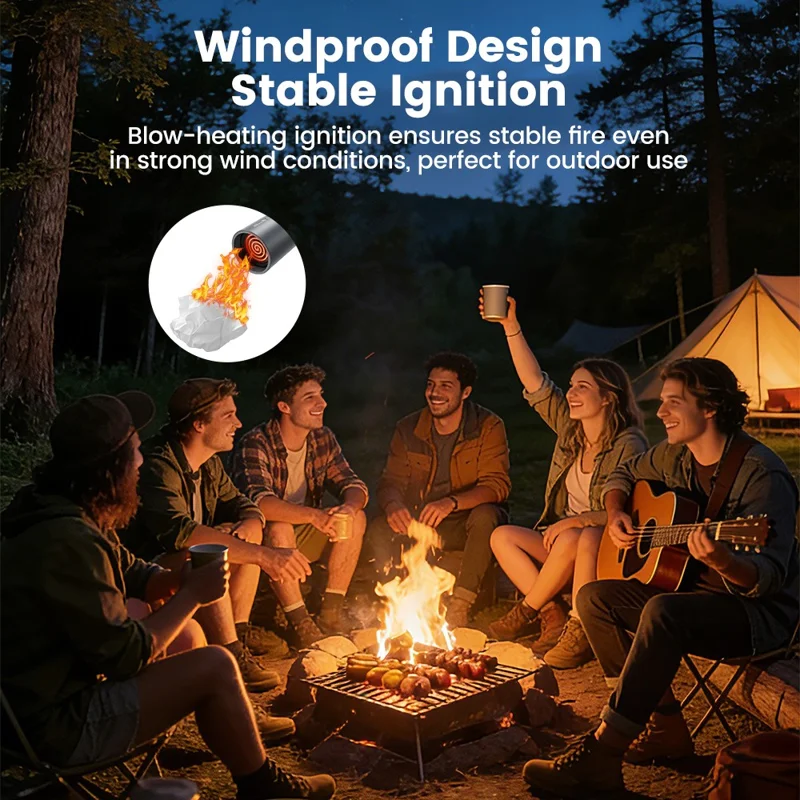 Briquet électronique mini TOOCKI TG15 à bobine en tungstène, sans flamme, résistant au vent, portable, à souffler, USB-C
