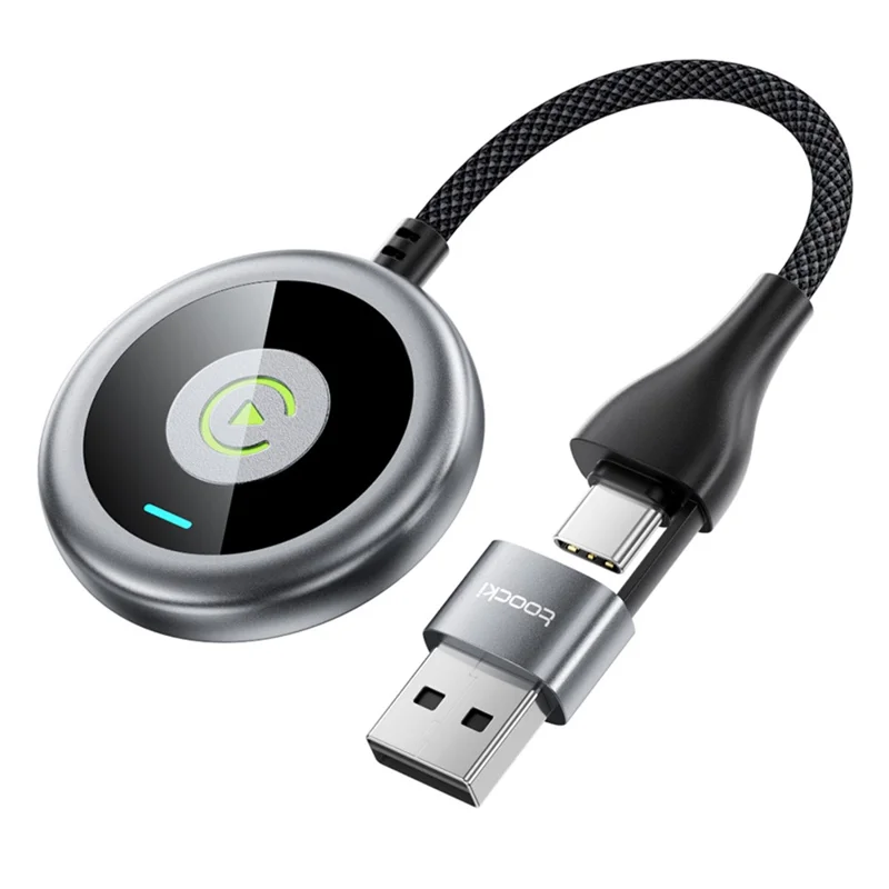 TOOCKI Wired to Wireless CarPlay Adapter USB-C to USB-A Bluetooth-compatible 5.0 Plug Play Converter