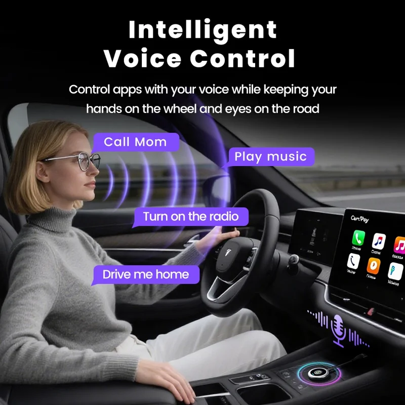 TOOCKI Wired to Wireless CarPlay Adapter USB-C to USB-A Bluetooth-compatible 5.0 Plug Play Converter