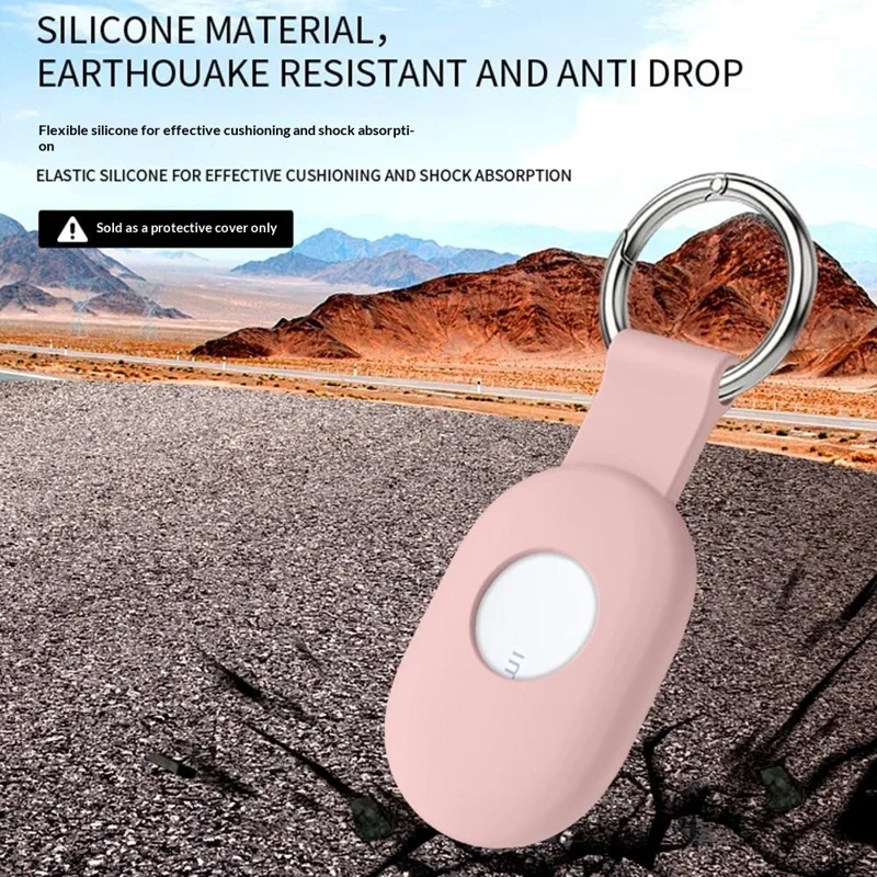 For Xiaomi Tag Tracker Silicone Case Dustproof Portable Protective Cover with Keychain Ring - Pink