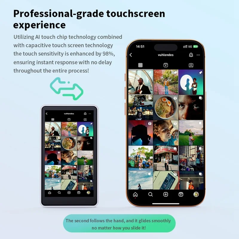 TP01 Magnetic Selfie Display Screen 4.02 Inch Touchscreen Mirror Selfie Mirroring Screen for Phone Photography