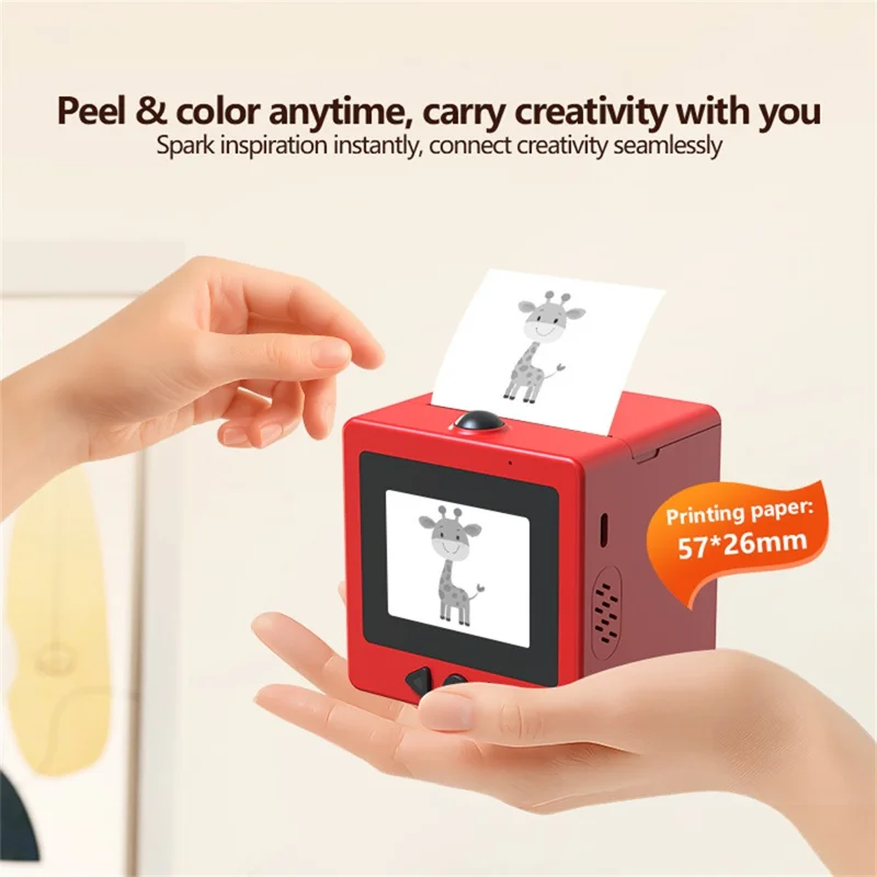 D5 2,4-Zoll-AI-Stimmen-Thermodrucker mit Bildschirm WiFi Tintenloser Drucker für Kinderbildung