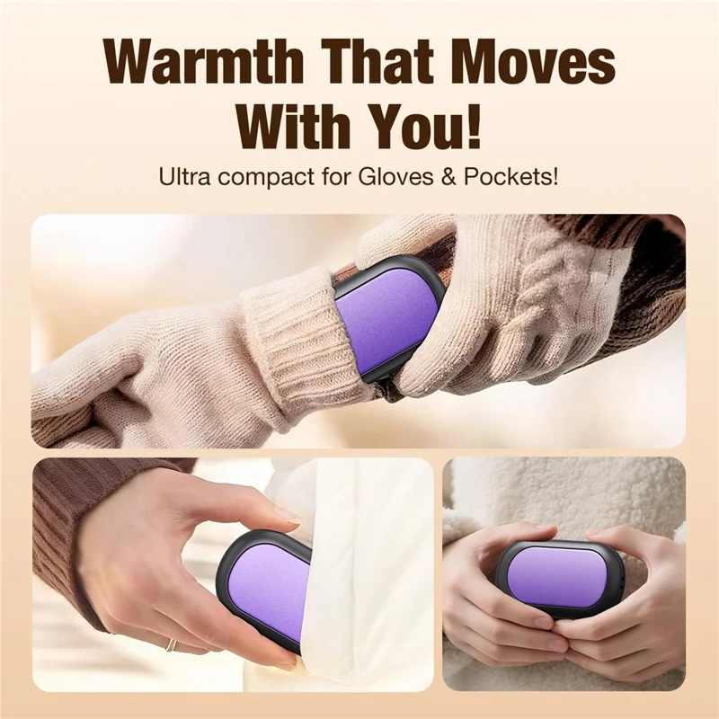 Q21 2 in 1 Magnetic Hand Warmers 3 Level Temperature Rechargeable Pocket Heater for Winter, 2000mAh x 2 - Black