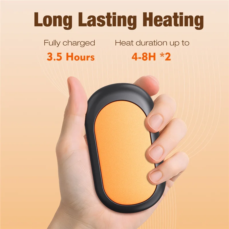Q21 2 in 1 Magnetic Hand Warmers 3 Level Temperature Rechargeable Pocket Heater for Winter, 2000mAh x 2 - Black