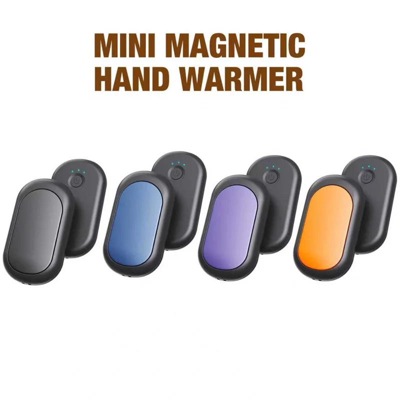 Q21 2 in 1 Magnetic Hand Warmers 3 Level Temperature Rechargeable Pocket Heater for Winter, 2000mAh x 2 - Black