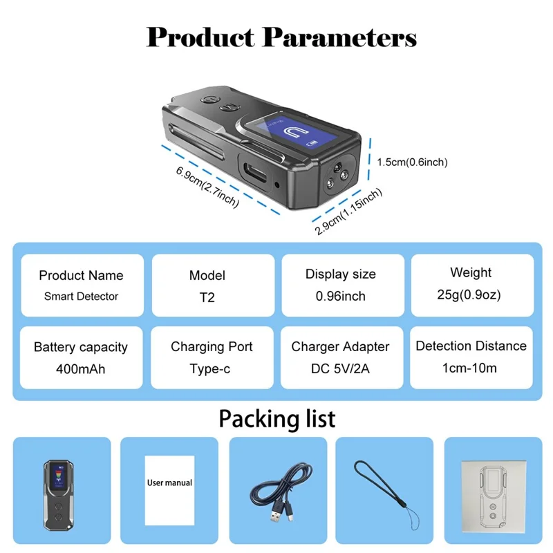 Détecteur intelligent T2 GPS Signal Caméra Anti-intrusion Appareil de détection de caméras cachées Protection de la vie privée