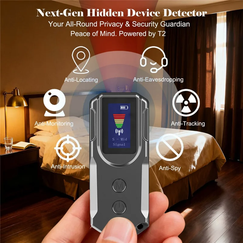 Détecteur intelligent T2 GPS Signal Caméra Anti-intrusion Appareil de détection de caméras cachées Protection de la vie privée