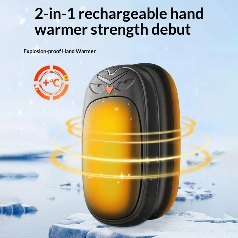 JF-106 2-in-1 Magnetic Hand Warmer 3 Levels Temperature Adjustable Rechargeable Portable Heating Handwarmer for Winter - Black
