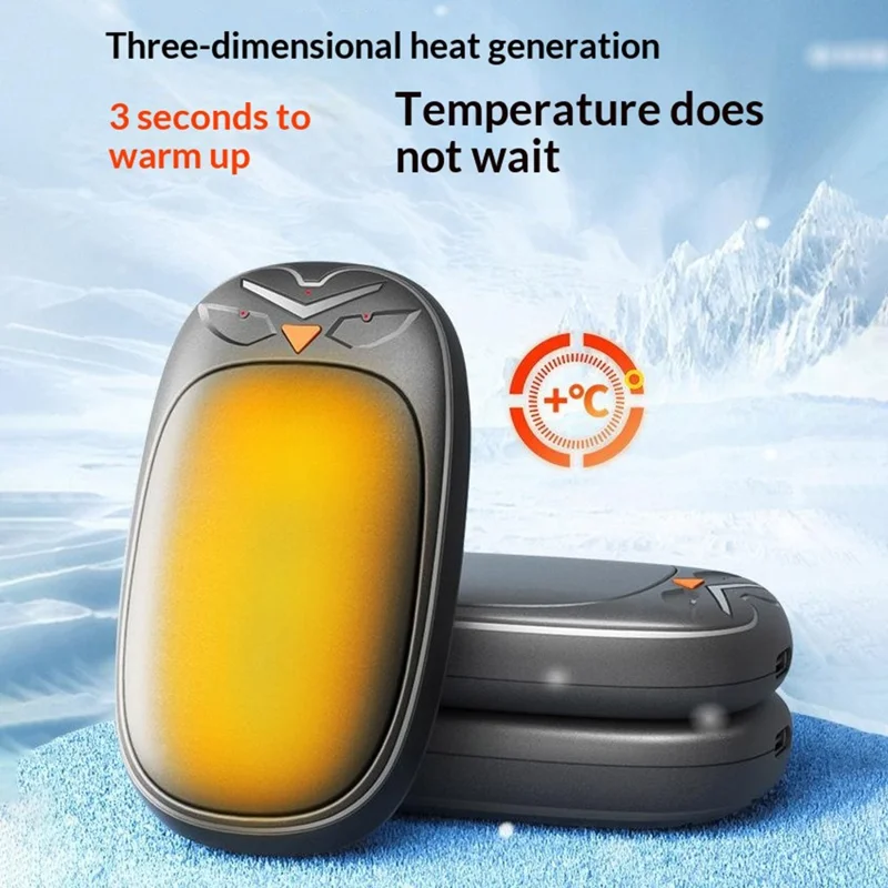JF-106 2-in-1 Magnetic Hand Warmer 3 Levels Temperature Adjustable Rechargeable Portable Heating Handwarmer for Winter - Black
