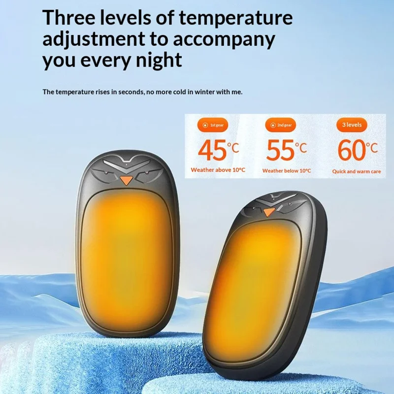 JF-106 2-in-1 Magnetic Hand Warmer 3 Levels Temperature Adjustable Rechargeable Portable Heating Handwarmer for Winter - Black