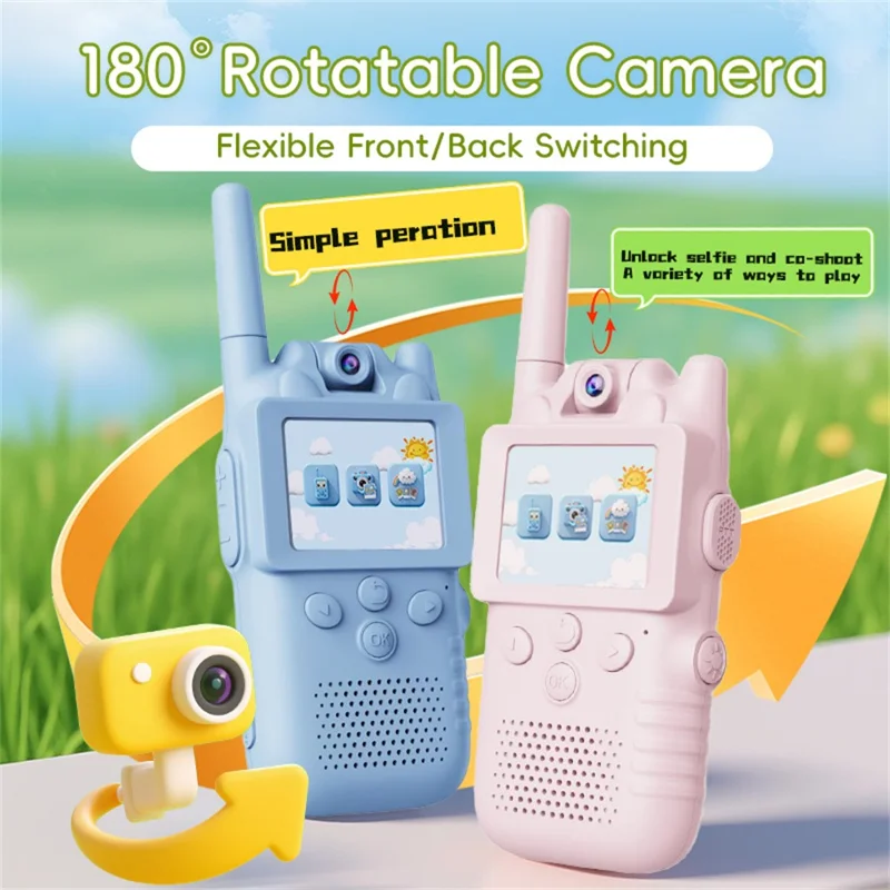 X18 2 шт. Детские видеорации с камерой на 180°, 2,0-дюймовый экран, игрушка для связи без сети для приключений на улице