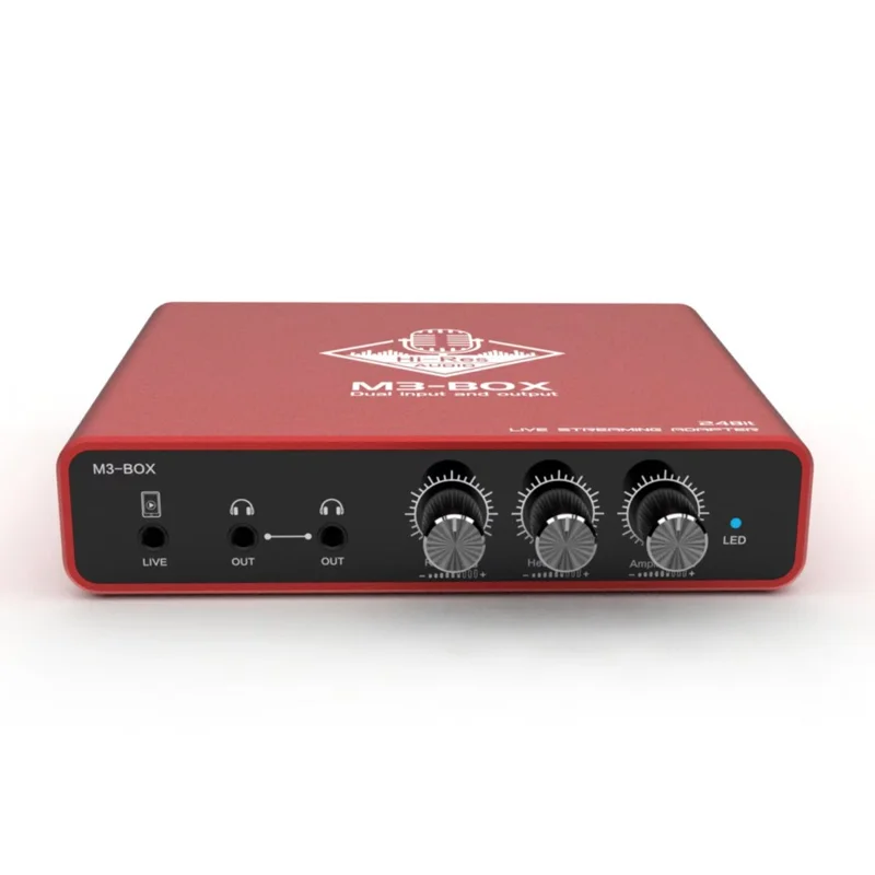 M3-box Type-C Audio Adapter 24bit Digital Stereo Sound Card Live Streaming Converter für Broadcasting - Rot