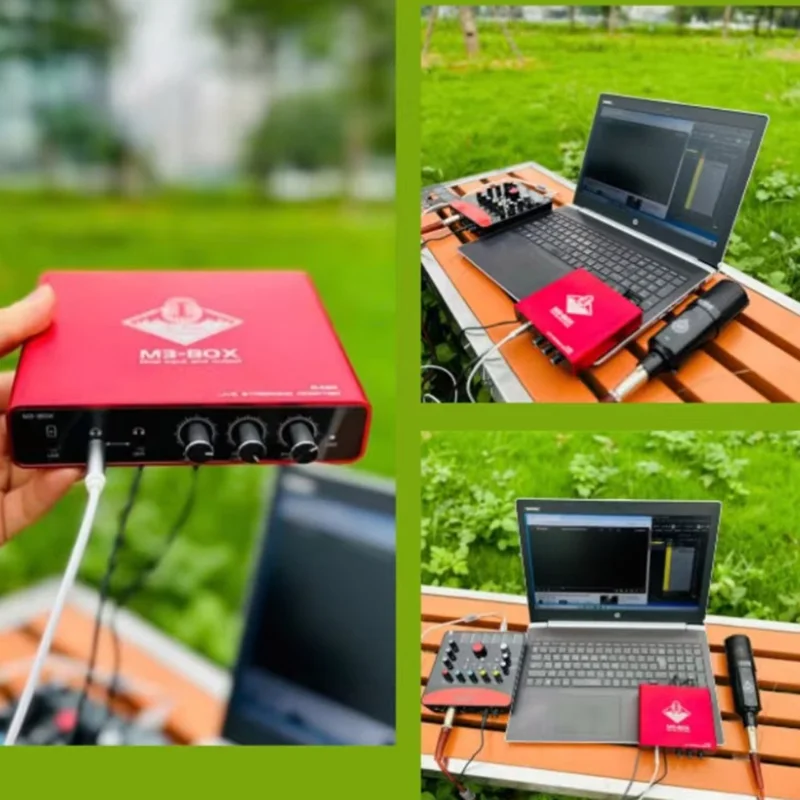 M3-box Type-C Audio Adapter 24bit Digital Stereo Sound Card Live Streaming Converter für Broadcasting - Rot