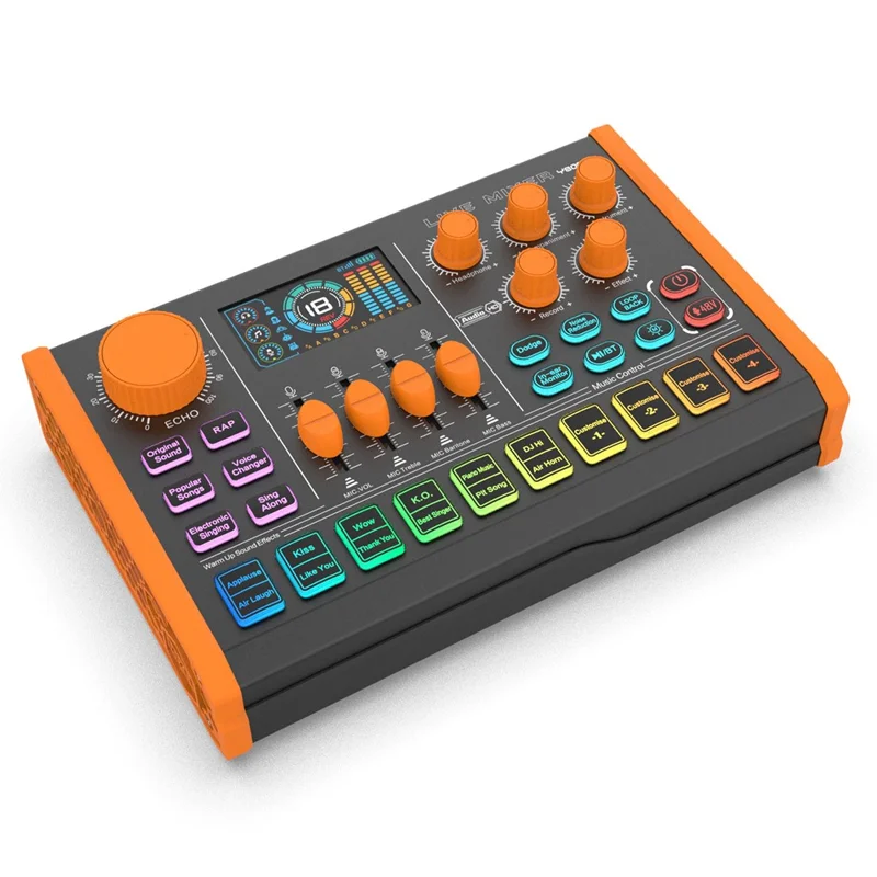 Y800 Live Sound Card Audio Mixer Portable Recording Interface Voice Changer for Computer Mobile Phone Streaming