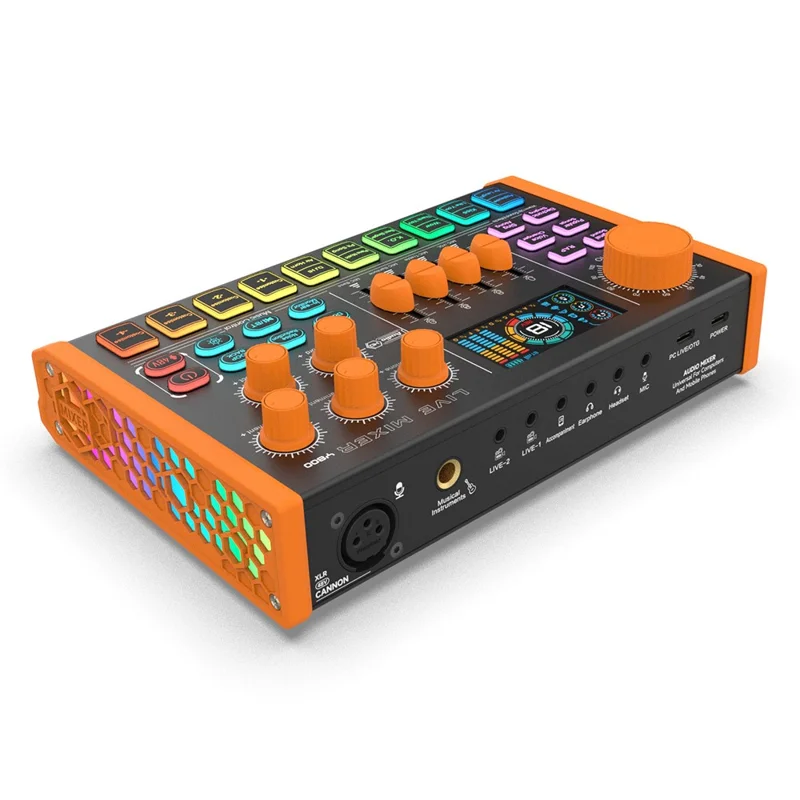 Y800 Live Sound Card Audio Mixer Portable Recording Interface Voice Changer for Computer Mobile Phone Streaming