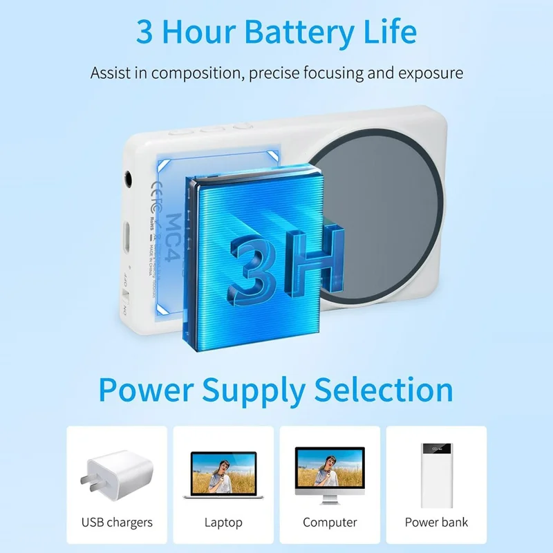 FEELWORLD MC4 4,02 inch magnetisch draadloos selfie-scherm met Bluetooth-compatibele afstandsbediening, camera beeldscherm voor vloggen, live streamen, iPhone, Android