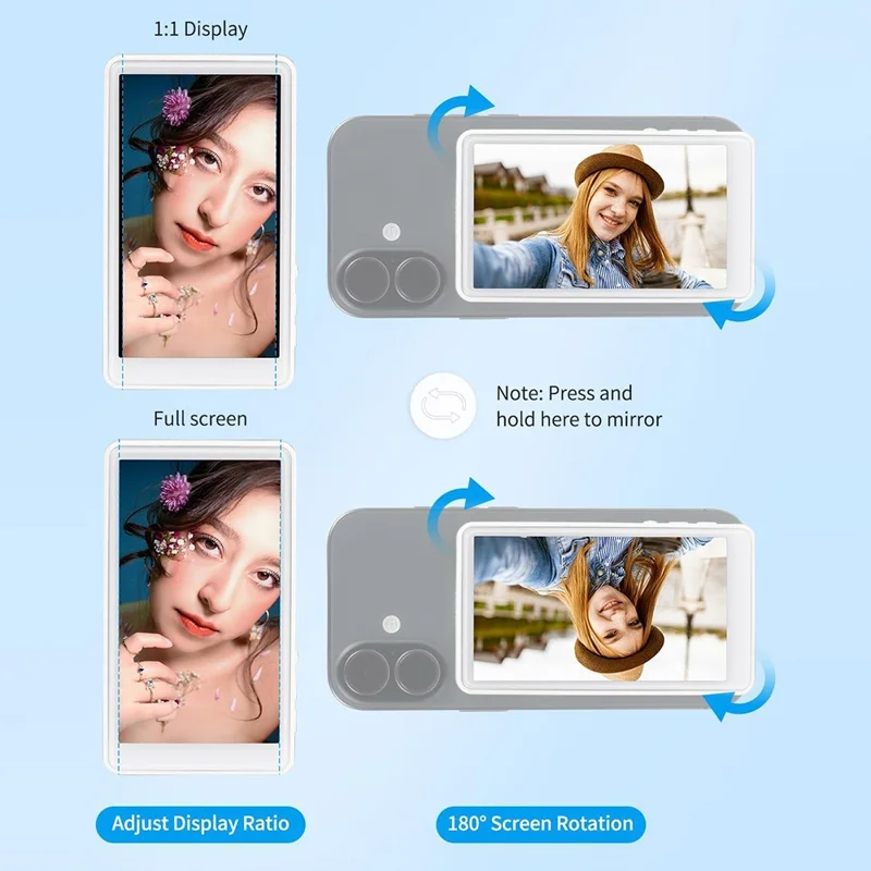 FEELWORLD MC4 4,02 inch magnetisch draadloos selfie-scherm met Bluetooth-compatibele afstandsbediening, camera beeldscherm voor vloggen, live streamen, iPhone, Android