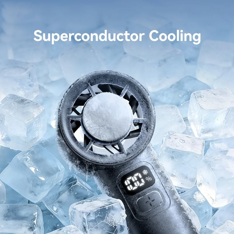 USAMS ZB361 Ice-Cooling Handheld Fan 2000mAh Digital Display 100-Speed Adjustable Fan for Outdoor - Black