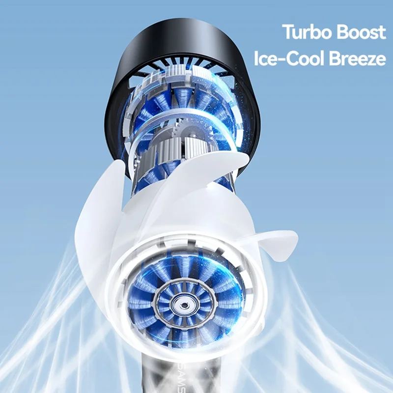 USAMS ZB361 Ice-Cooling Handheld Fan 2000mAh Digital Display 100-Speed Adjustable Fan for Outdoor - Black