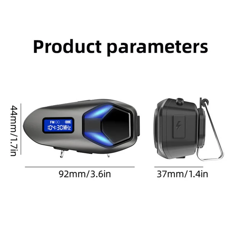 K13-2X Motorcycle Helmet Bluetooth-compatible Headset IP65 Waterproof Intercom 40H Battery Helmet Headphone (No Memory Card) - Black