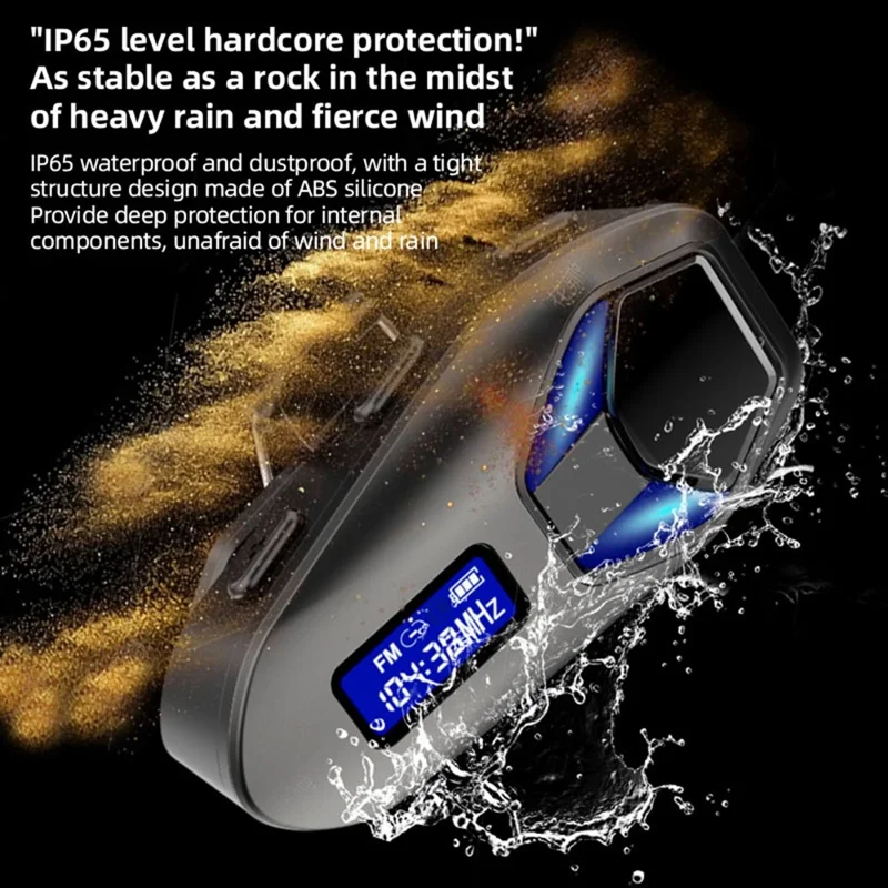 K13-2X Motorcycle Helmet Bluetooth-compatible Headset IP65 Waterproof Intercom 40H Battery Helmet Headphone (No Memory Card) - Black