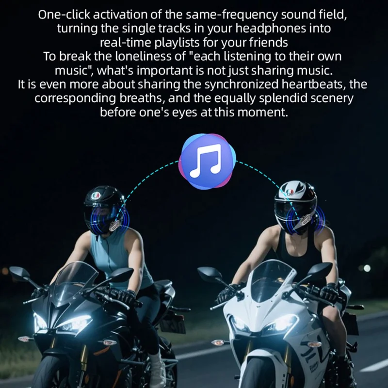 K13-2X Motorcycle Helmet Bluetooth-compatible Headset IP65 Waterproof Intercom 40H Battery Helmet Headphone (No Memory Card) - Black