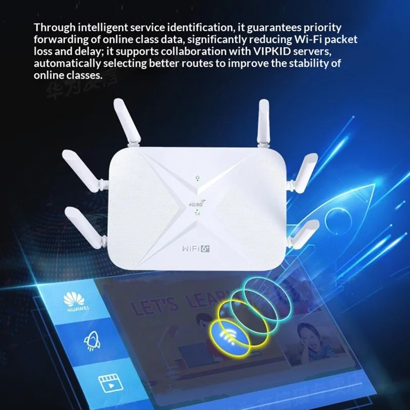 B625 4G WiFi 6 Router 300Mbps 6 Antenna 32 Devices 5000mAh Battery Wireless Router for Home Office - EU Plug