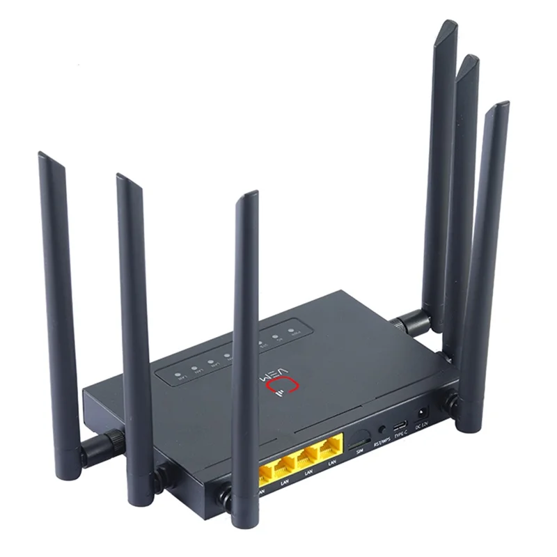 VEMO B628 4G LTE WiFi Router Cat.4 150Mbps 6 External Antennas Type-C Powered Global SIM Card Home Office Router - EU Plug
