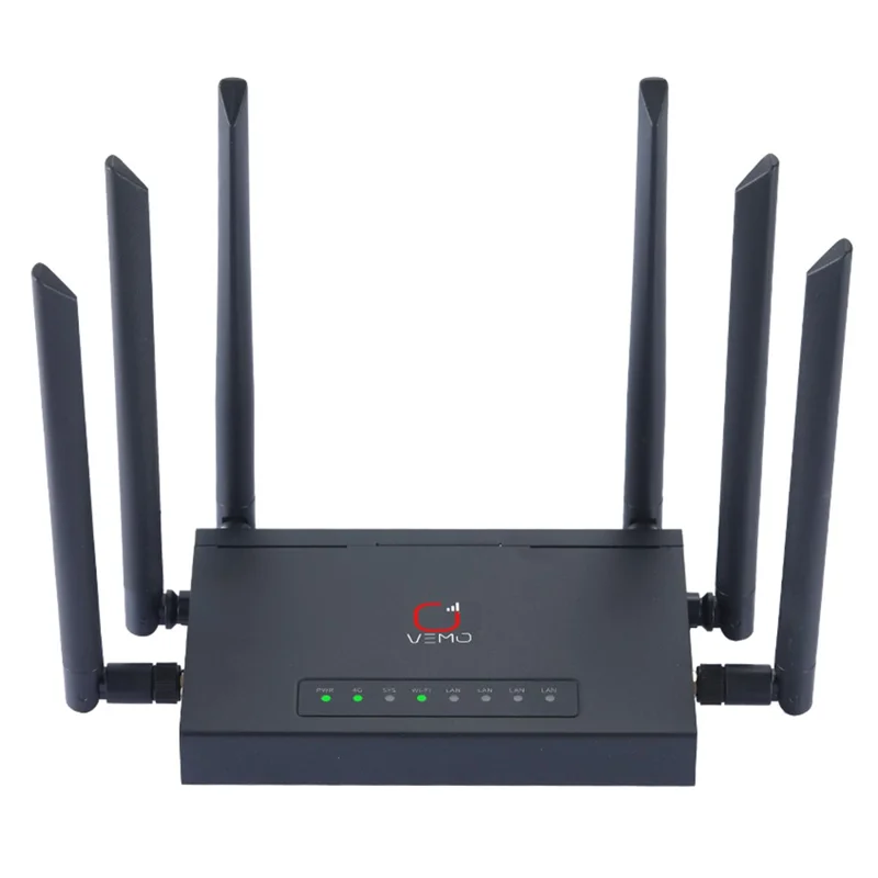 VEMO B628 4G LTE WiFi Router Cat.4 150Mbps 6 External Antennas Type-C Powered Global SIM Card Home Office Router - EU Plug