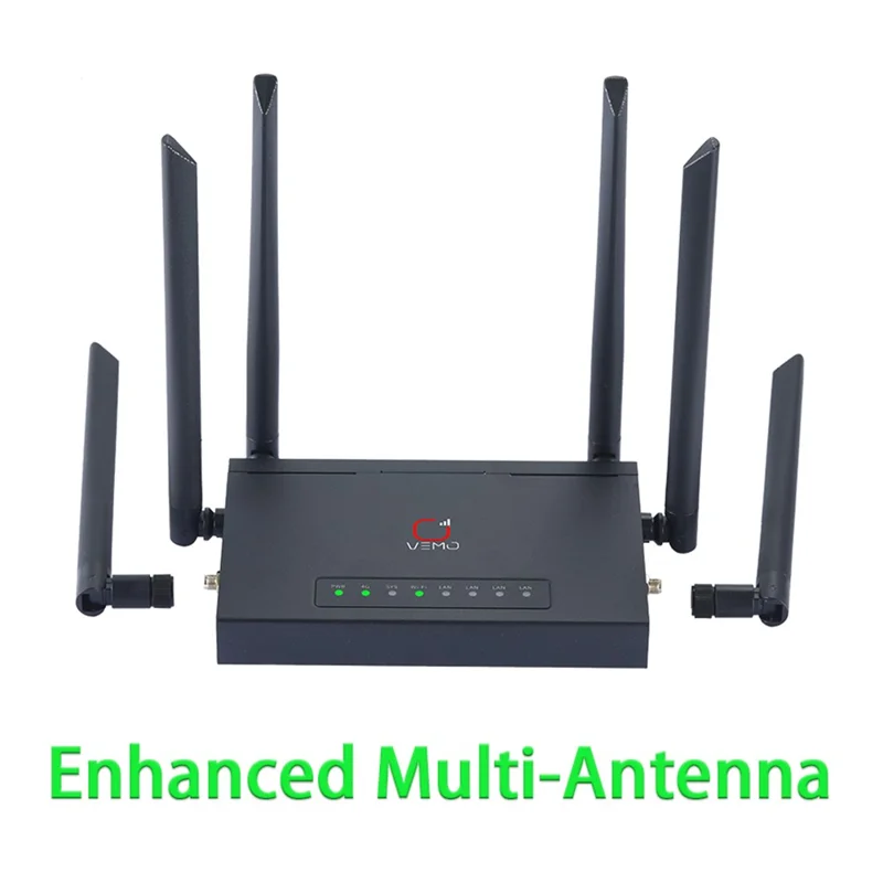 VEMO B628 4G LTE WiFi Router Cat.4 150Mbps 6 External Antennas Type-C Powered Global SIM Card Home Office Router - EU Plug