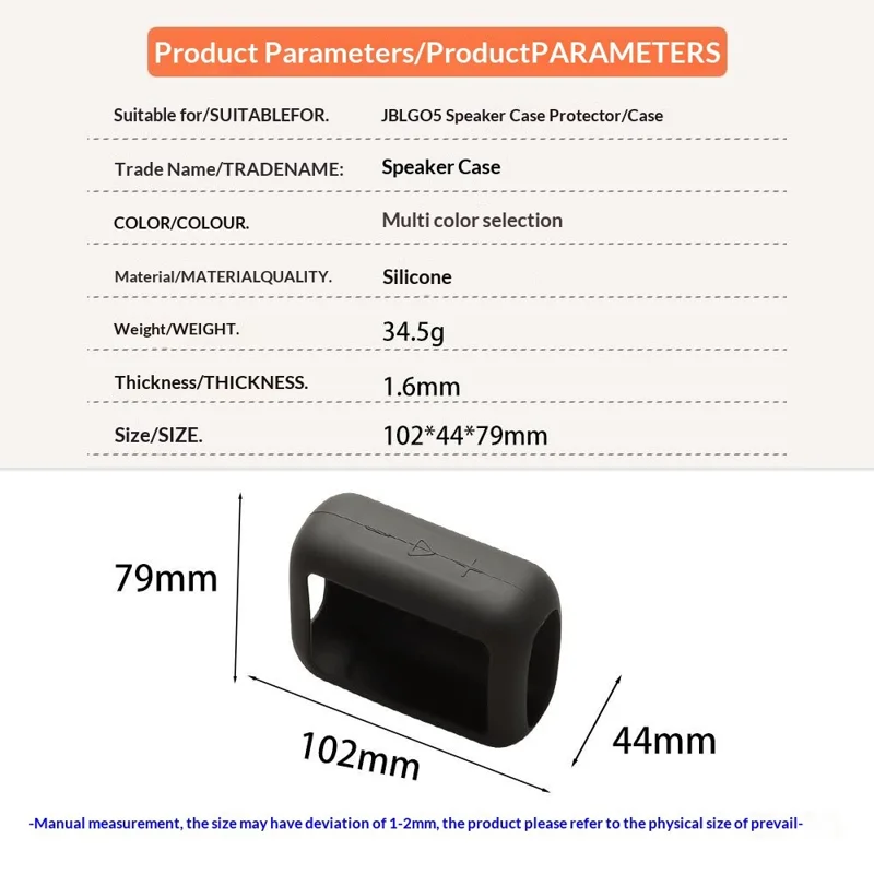 Силиконовый чехол для JBL Go 5, защитная крышка с антицарапинным покрытием, совместимая с Bluetooth, с карабином — черный