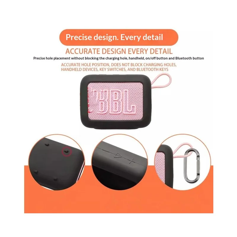 Силиконовый чехол для JBL Go 5, защитная крышка с антицарапинным покрытием, совместимая с Bluetooth, с карабином — черный