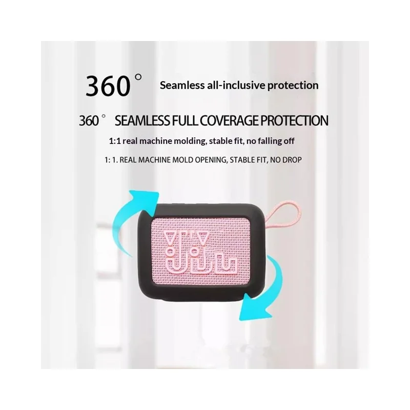 Силиконовый чехол для JBL Go 5, защитная крышка с антицарапинным покрытием, совместимая с Bluetooth, с карабином — черный