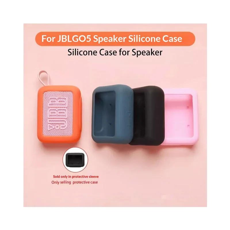 Силиконовый чехол для JBL Go 5, защитная крышка с антицарапинным покрытием, совместимая с Bluetooth, с карабином — черный