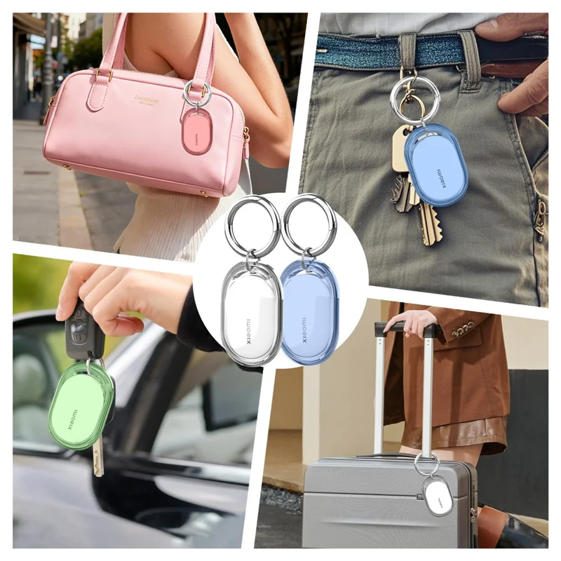For Xiaomi Tag TPU Case Bluetooth-compatible Locator Protective Cover with Metal Ring Buckle - Transparent