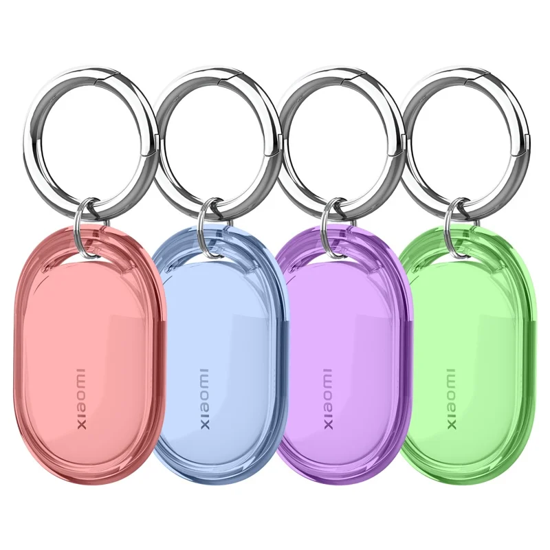 For Xiaomi Tag TPU Case Bluetooth-compatible Locator Protective Cover with Metal Ring Buckle - Transparent