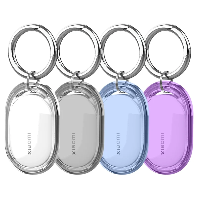 For Xiaomi Tag TPU Case Bluetooth-compatible Locator Protective Cover with Metal Ring Buckle - Transparent