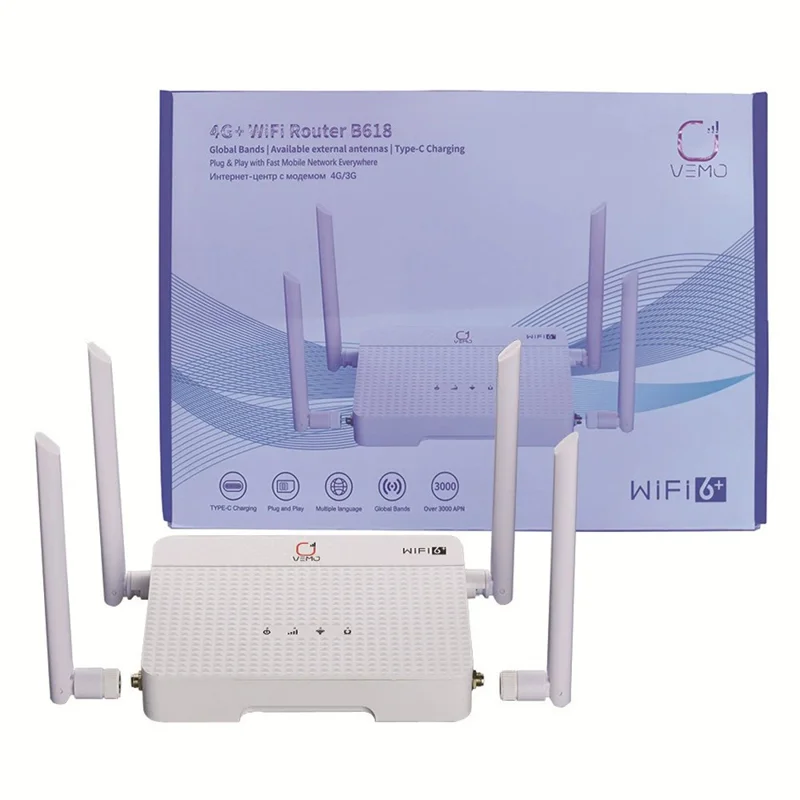 Routeur WiFi VEMO B618 4G 300 Mbps avec antenne externe et port LAN - Prise UE