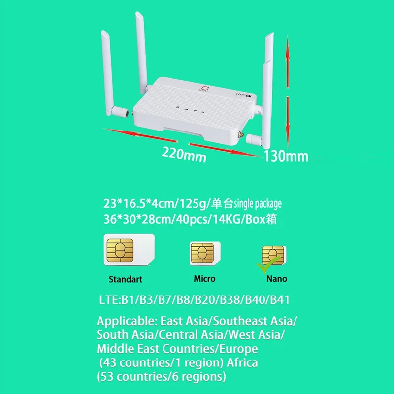 Routeur WiFi VEMO B618 4G 300 Mbps avec antenne externe et port LAN - Prise UE