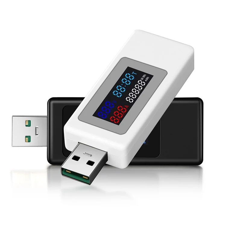 KWS-V30 6-in-1 USB Tester IPS Pantalla DC Dig Voltaje Potencia Capacidad de Tiempo Detector de Medidores - Blanco