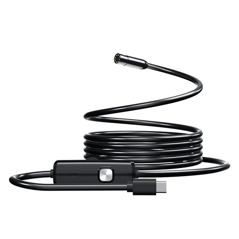 AN112 2m Hard Wire Endoscope Camera with iP (5-14) & Micro USB Adapter Waterproof 8-LED Inspection 8mm Camera Lens Borescope for Pipe Automotive