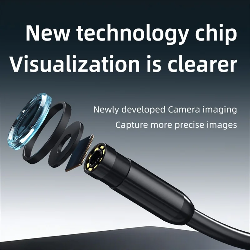 AN112 2m Hard Wire Endoscope Camera with iP (5-14) & Micro USB Adapter Waterproof 8-LED Inspection 8mm Camera Lens Borescope for Pipe Automotive