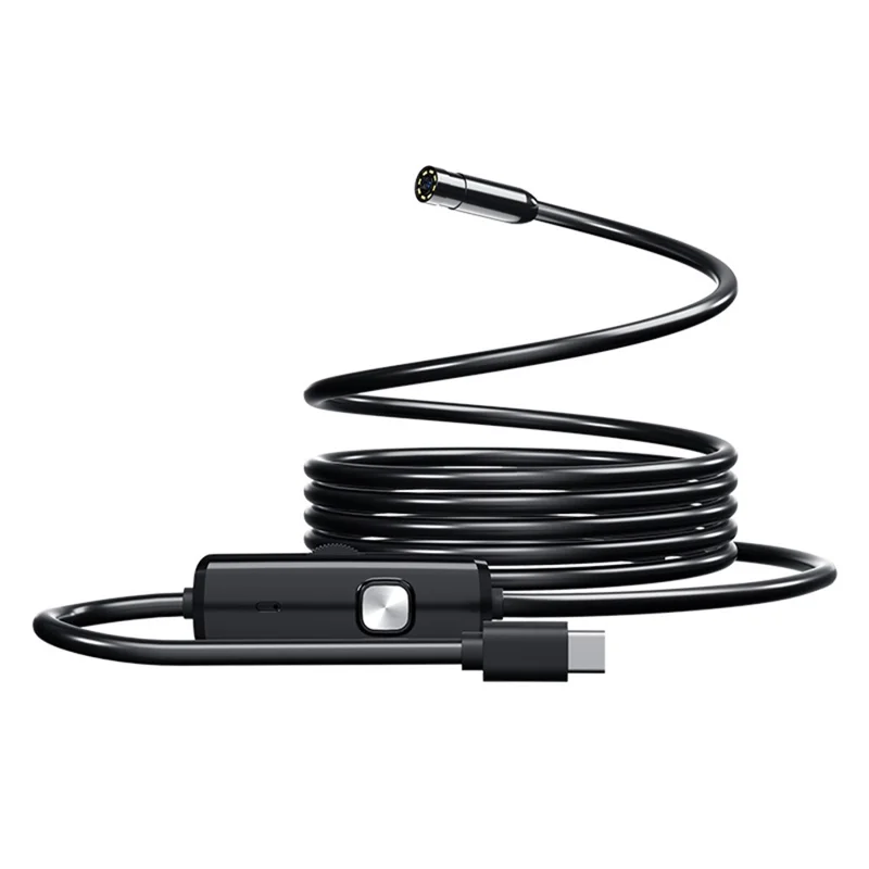 AN112 5m Hard Wire Endoscope Camera with iP (5-14) & Micro USB Adapter Waterproof 8-LED Inspection 8mm Camera Lens Borescope for Pipe Automotive