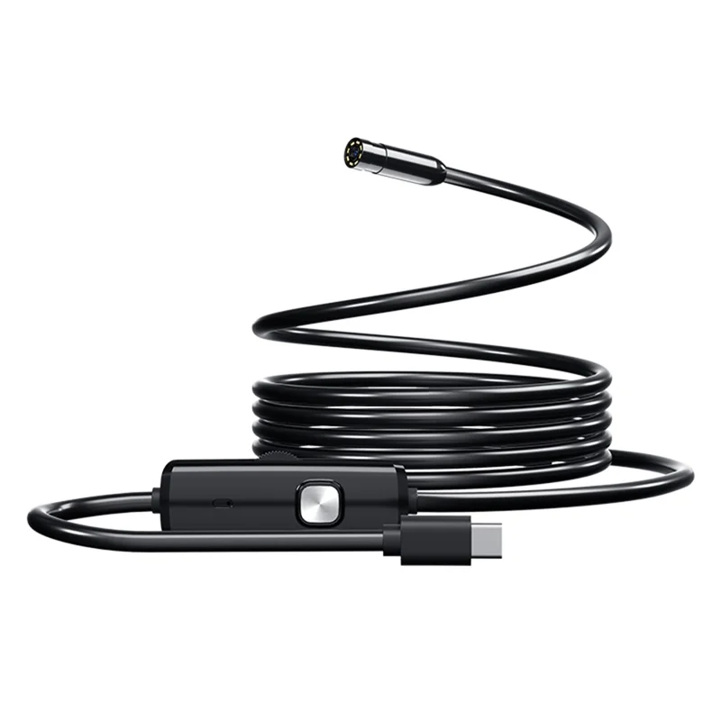 AN112 2m Soft Wire Endoscope Camera with iP (5-14) & Micro USB Adapter Waterproof 8-LED Inspection 8mm Camera Lens Borescope