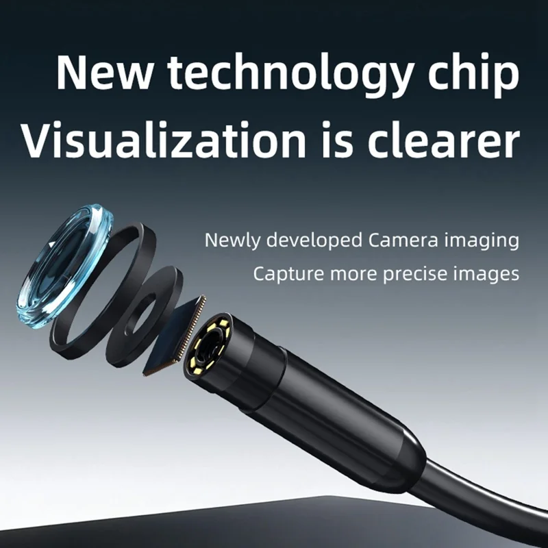 AN112 2m Soft Wire Endoscope Camera with iP (5-14) & Micro USB Adapter Waterproof 8-LED Inspection 8mm Camera Lens Borescope