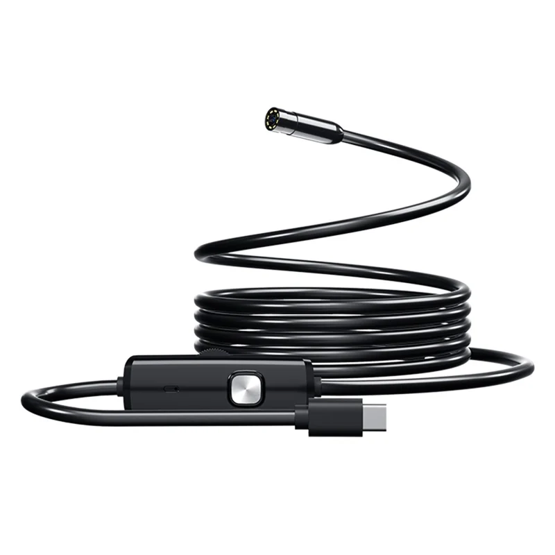 AN112 10m Soft Wire Endoscope Camera with iP (5-14) & Micro USB Adapter Waterproof 8-LED Inspection 8mm Camera Lens Borescope