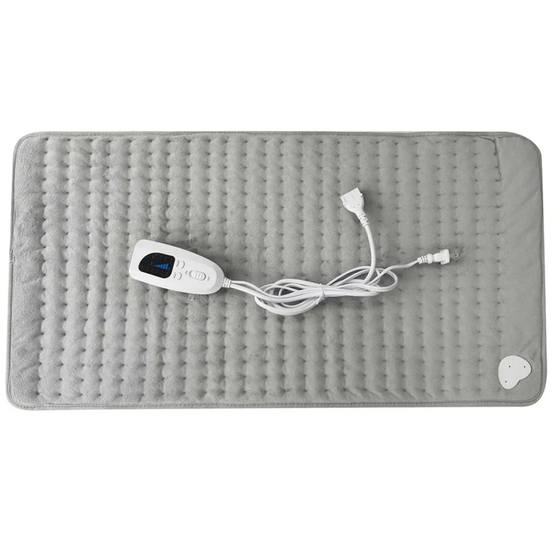 Manta Elétrica Aquecida 84x43 cm Lavável com 6 Níveis de Temperatura e Temporizador - Cinzento / Prata / Tomada UE