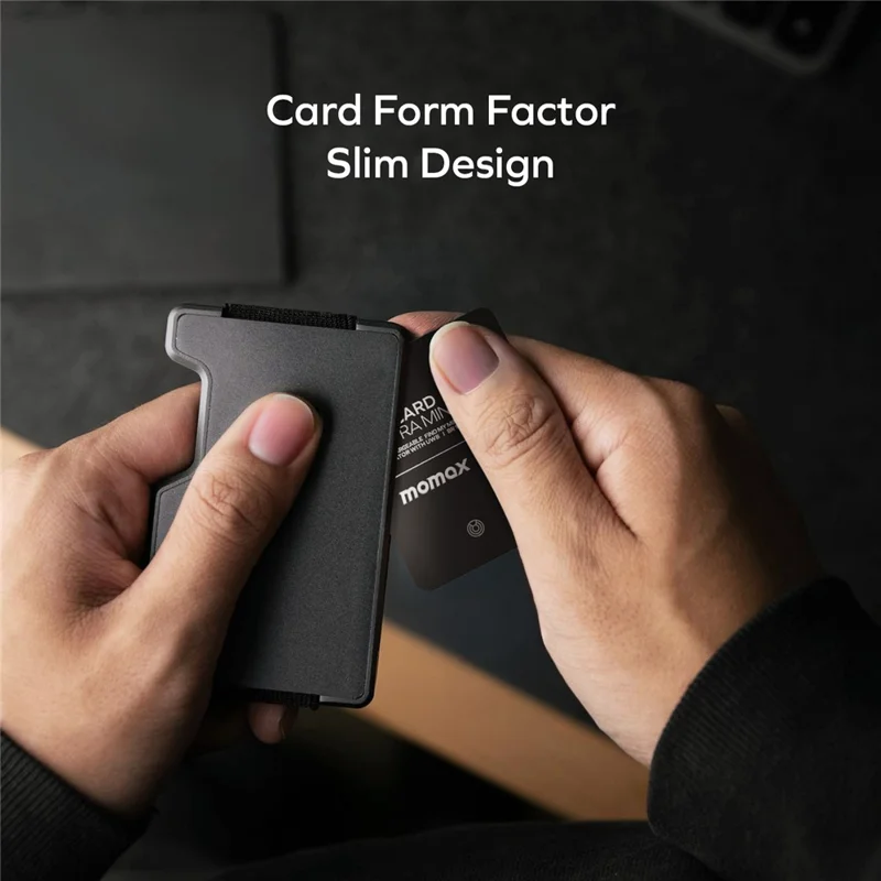 MOMAX BR18 PINCARD ULTRA MINI Balise de Suivi sans Fil avec Charge Sans Fil, Balise Anti-Perte UWB pour iOS - Noir