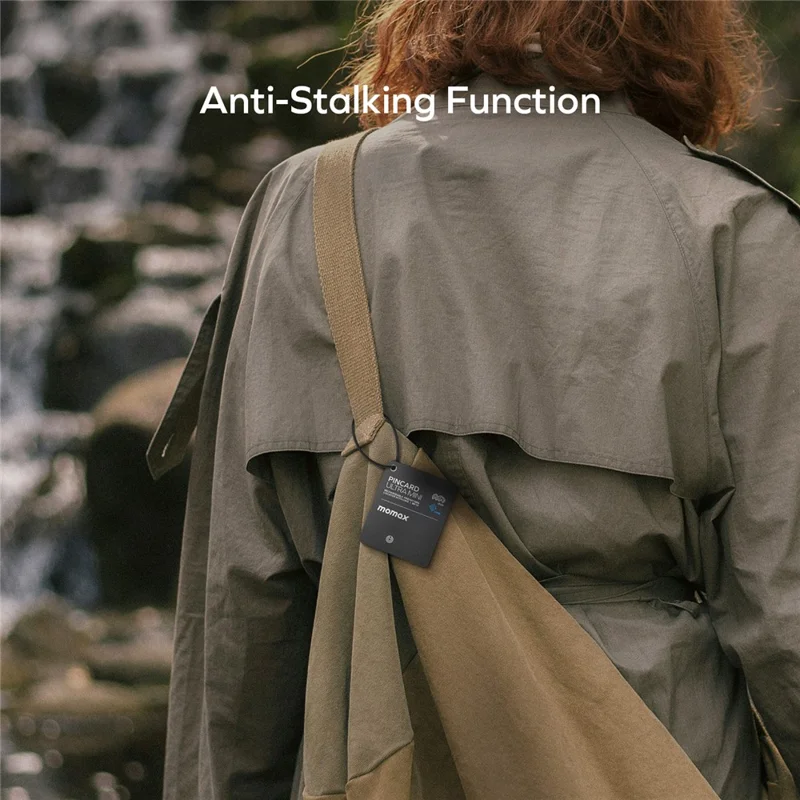 MOMAX BR18 PINCARD ULTRA MINI Balise de Suivi sans Fil avec Charge Sans Fil, Balise Anti-Perte UWB pour iOS - Noir